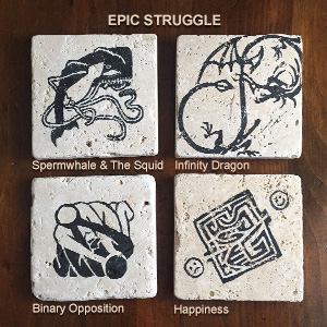 epic struggle: 3 old themes and one new, representing  binary opposition